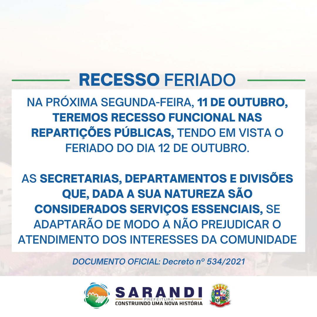 Avisos importantes sobre os próximos feriados em nossa cidade